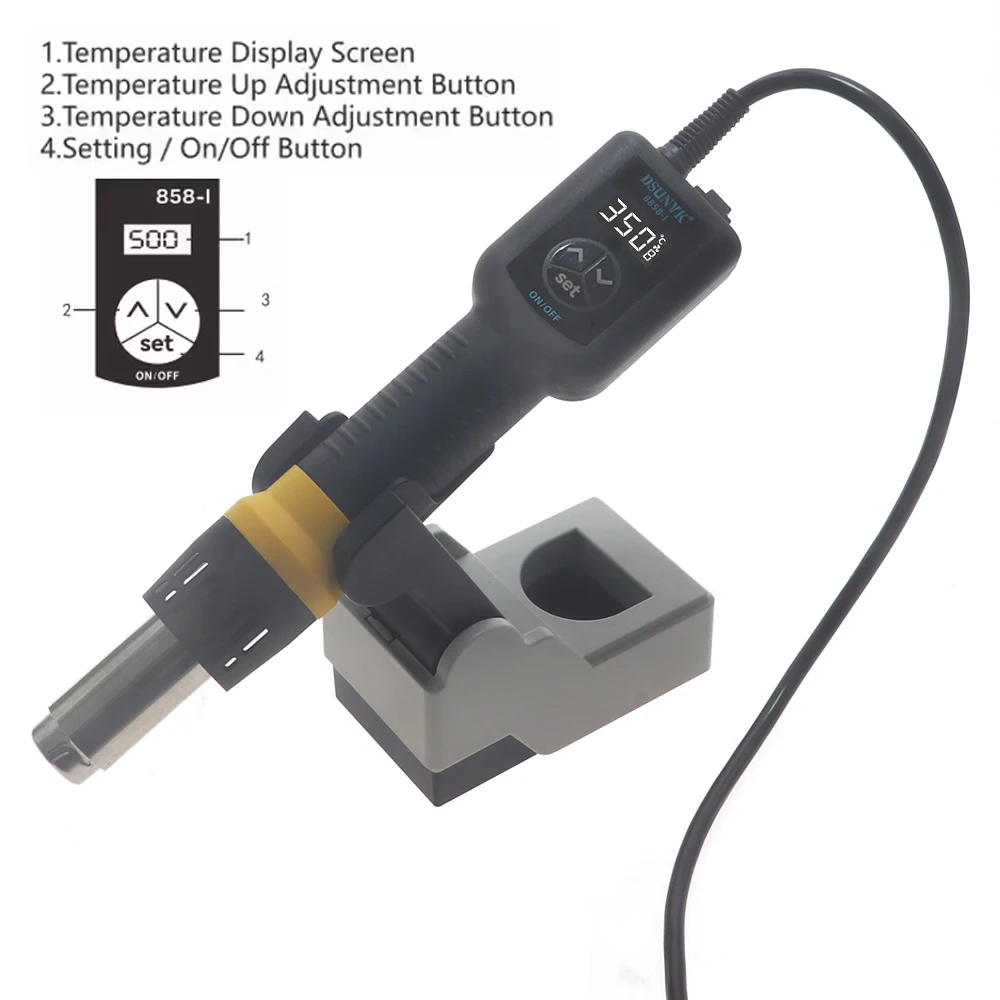 DSUNYK 마이크로 열풍기 8858-I 750W 납땜 리워크 용접 스테이션 LCD 디지털 휴대용 히트건 BGA IC 납땜 도구