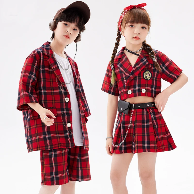 Kids K-pop Stage Outfit Girls Boys Hip Hop Clothing  Jazz Dance Costume Dance Clothes Child Performance Street Dance Wear SL9076