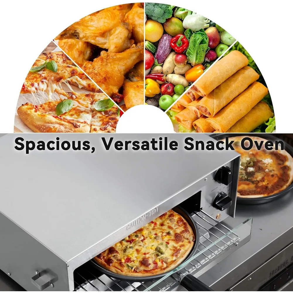 Countertop Electric Frozen Pizza Oven For Indoors with 30-minitue Timer Glass Door and Interior Light Commercial Pizza Maker