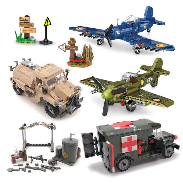 Compatible with Lego WW2 Military Vehicles Tanks Combat Aircraft