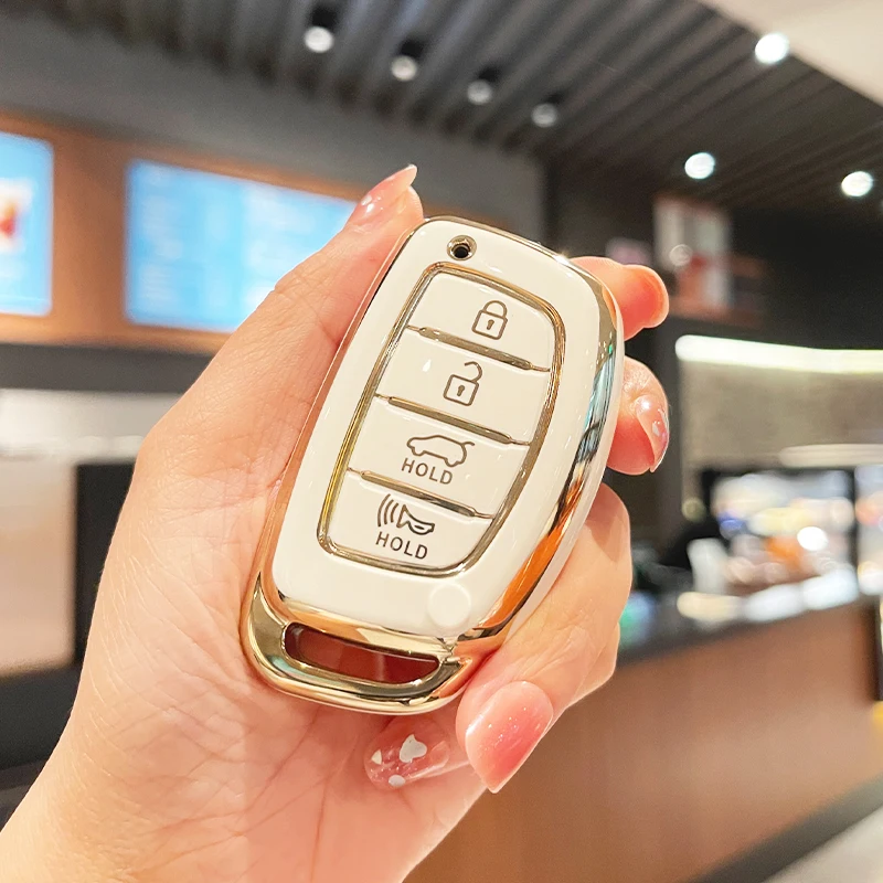 Tpu Car Remote Key Case Cover Per 2021 2020 2019 Hyundai Elantra Ioniq Sonata Tucson 4 Button Smart Keyless Protector Key Fob