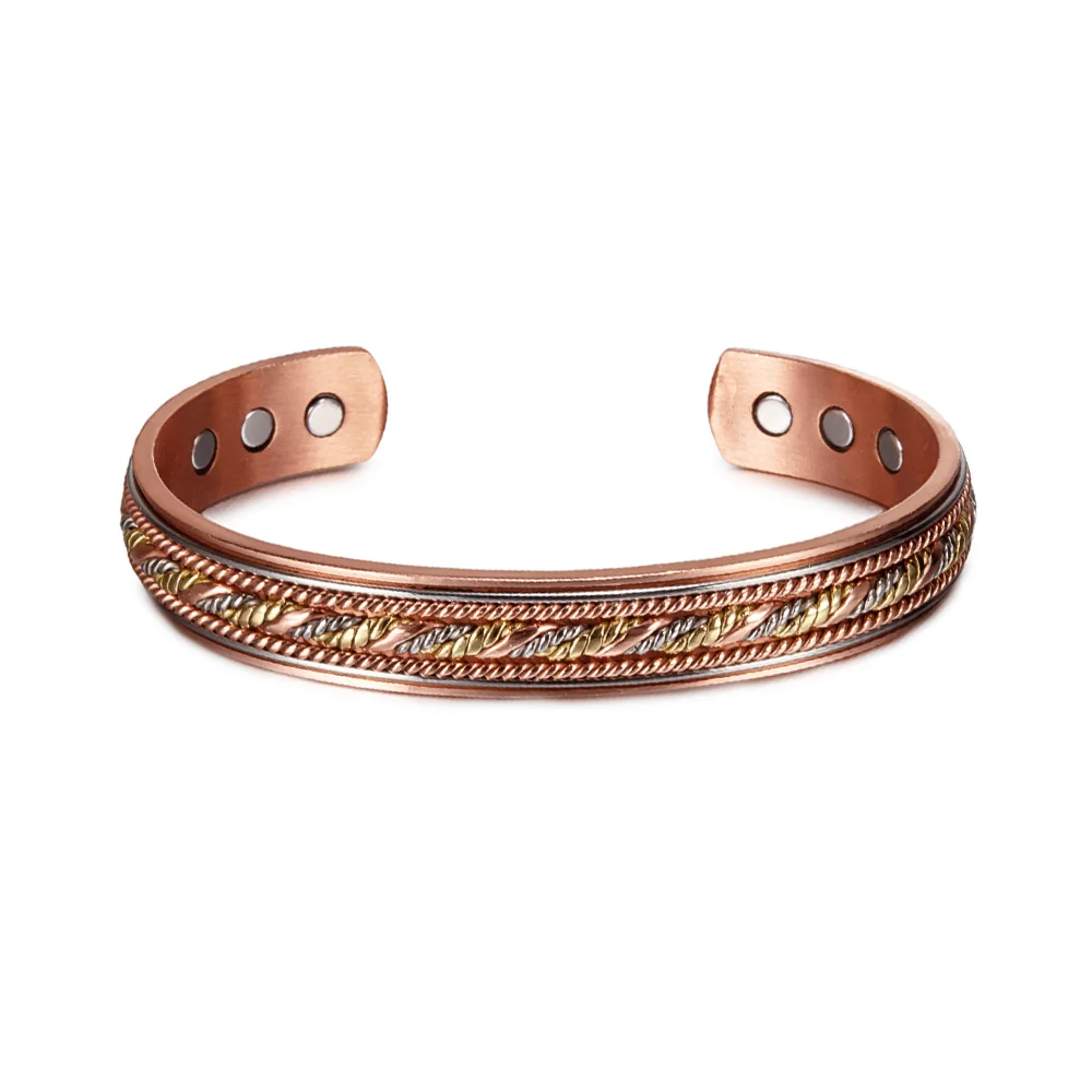 Twisted Pure Copper Bracelet Men Adjustable Cuff Wristband Magnetic Bangles Arthritis Health High Magnet Solid Copper Jewelry_voghion.com