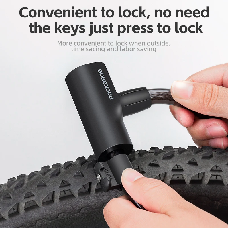 ROCKBROS Bicycle Lock Portable Anti-theft Zinc Alloy Multifunctional Cable Lock MTB Road Cycling Motorcycle Bike Accessories - Image 3