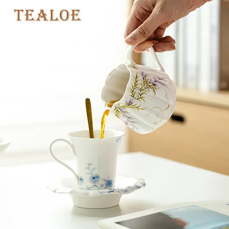 280ml Pure Hand-painted Wisteria Flower Tea Pitcher Lotus Petal Serving Cup Coffee Fair Cup Cha Hai Justice Kung Fu Tea Item
