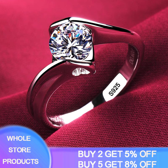 Fade Luxury Original Rings For Women Engagement Gift Proposal Jewelry Bride Wedding Bands Allergy Free (Sent Earrings)