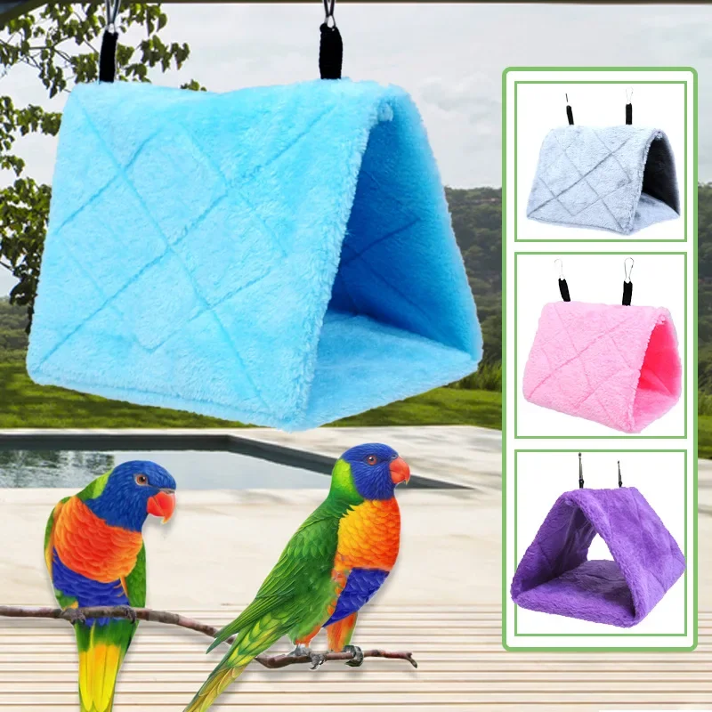 

Winter Warm Bird Nest Shed Hut Hanging House Finch Hammock Cage Plush Fluffy Birds Hut Hideaway for Parrot Bird Cage Accessories