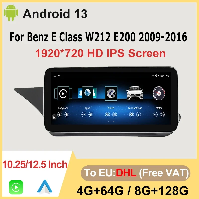 

Заводская цена, автомобильный видеоплеер на Android для Mercedes Benz E Class W212, Apple Carplay, 8 ядер, автомобильный видеоплеер, навигация, мультимедийный экран, 4G