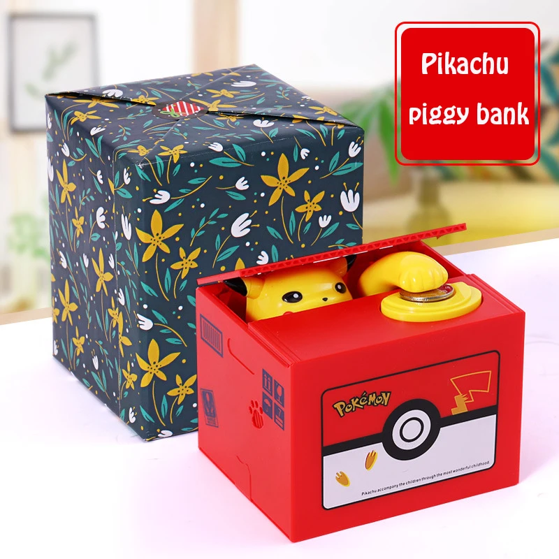 Pokemon Piggy Bank Kawaii Pikachu Anime Figure Che Ruba Soldi Carillon Elettronico Manga Piggy Bank Regalo Di Compleanno Per Bambini