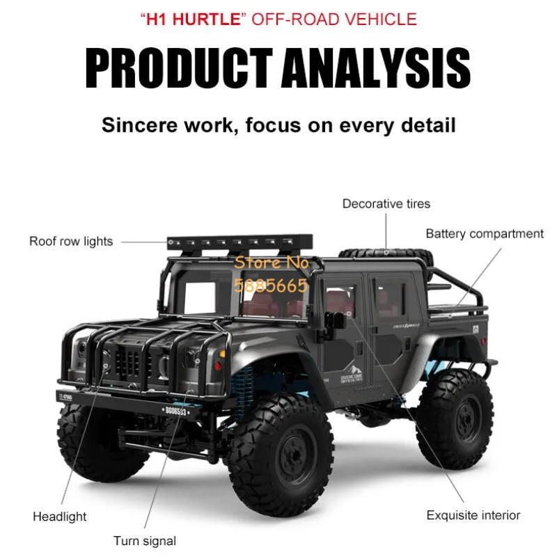 High Speed 4WD Crawler SUV Alloy Metal RC Truck 1:12 LED Lighting Waterproof Climbing Off Road Radio Remote Control Car Truck 6