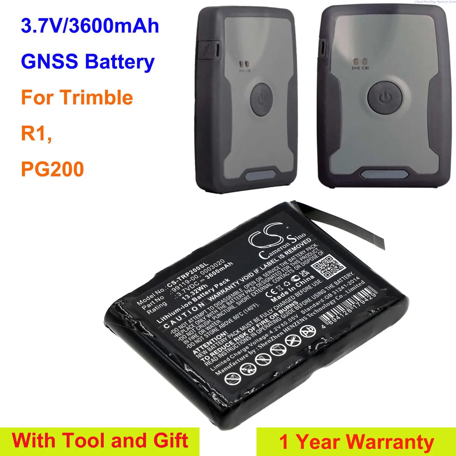 

Cameron Sino 3600 мАч GNSS аккумулятор 99119-00, 0003020 для Trimble R1, PG200