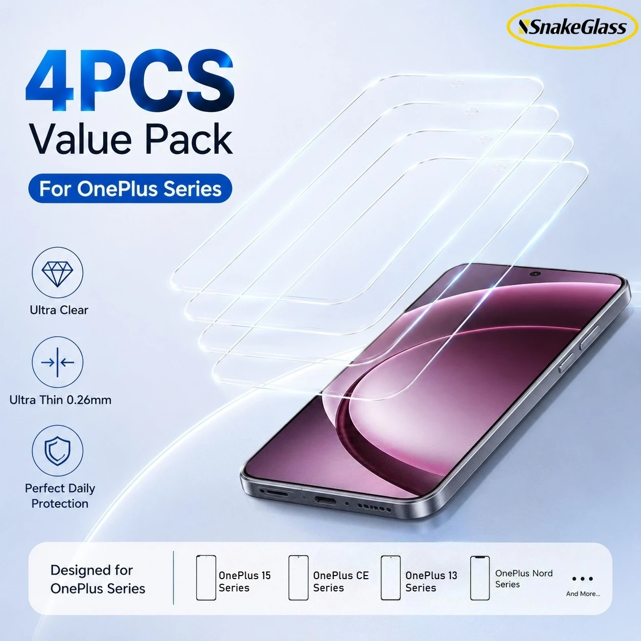 Premium Ultra-Clear HD Tempered Glass Screen Protector Set - 4 Pack, Anti-Scratch Surface