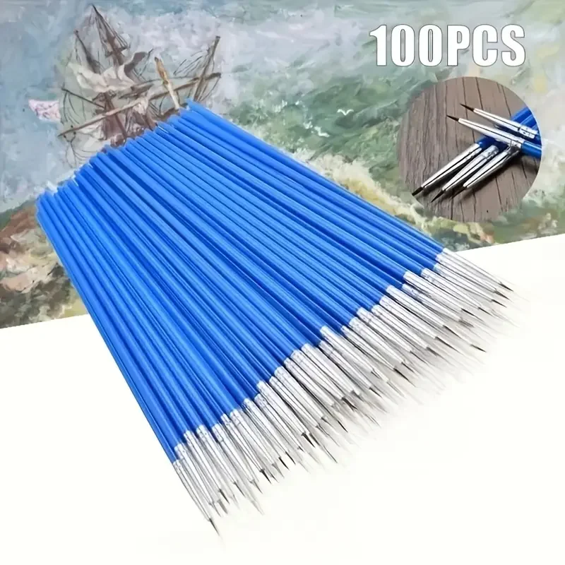 100pcs Paint Brushes Set for Kids Acrylic with Flat Round Pointed Paint Brushes Craft Watercolor Oil Painting Brushes 3