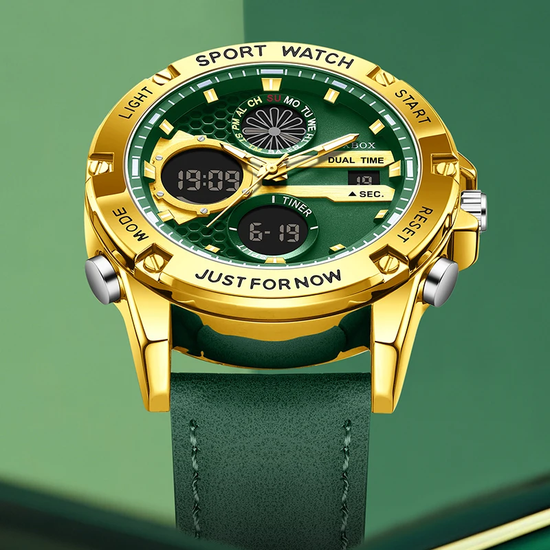 FOXBOX New Fashion Military Analog Digital Watches For Men Casual Waterproof Men's Quartz Wristwatch Sports Luminous Watch Men