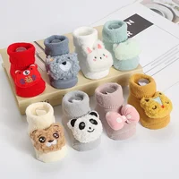 1Pair Winter Baby Boys Girls' Toddler Socks Cartoon Cotton Socks Infant Non-skid Socks Leg Warmers Cute Plush Socks For 0-1T 1