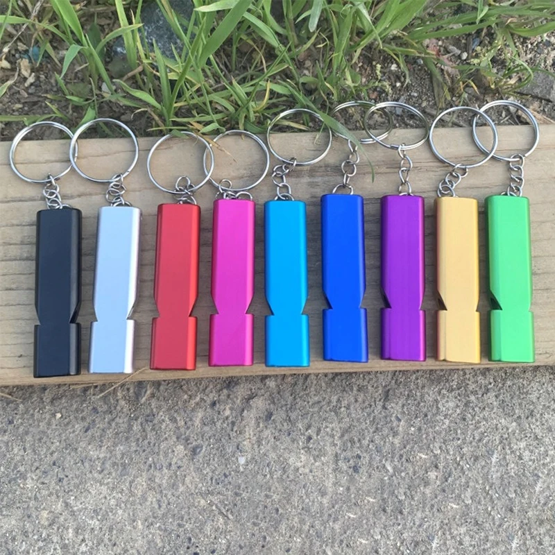 Portable Aluminum Safety Whistle Outdoor Hiking Camping Survival Emergency Key Chain Multi-tool Double Tube Survival Whistle whistle keychain survival whistle mini whistle metal whistle horror scream whistle wooden train whistle toy