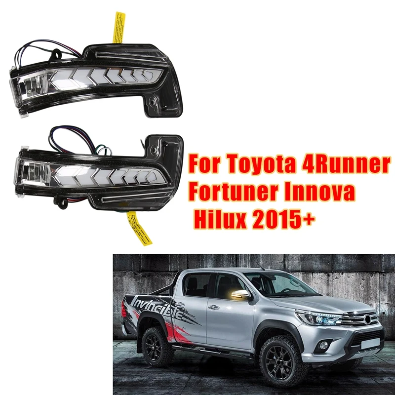 

LED Dynamic Side Rearview Mirror Turn Signal Light Lamp For Toyota 4Runner Fortuner Innova Hilux 2015+