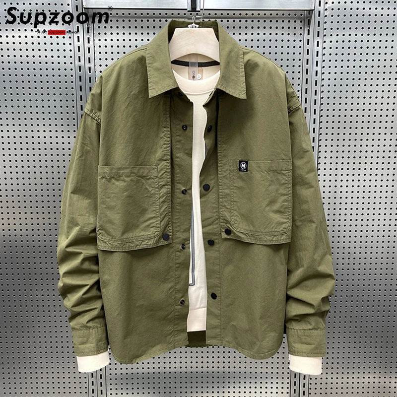 

Supzoom New Arrival Fashion Single Breasted Spring And Autumn Pure Cotton Casual Versatile Handsome Cardigan Casual Shirts Men