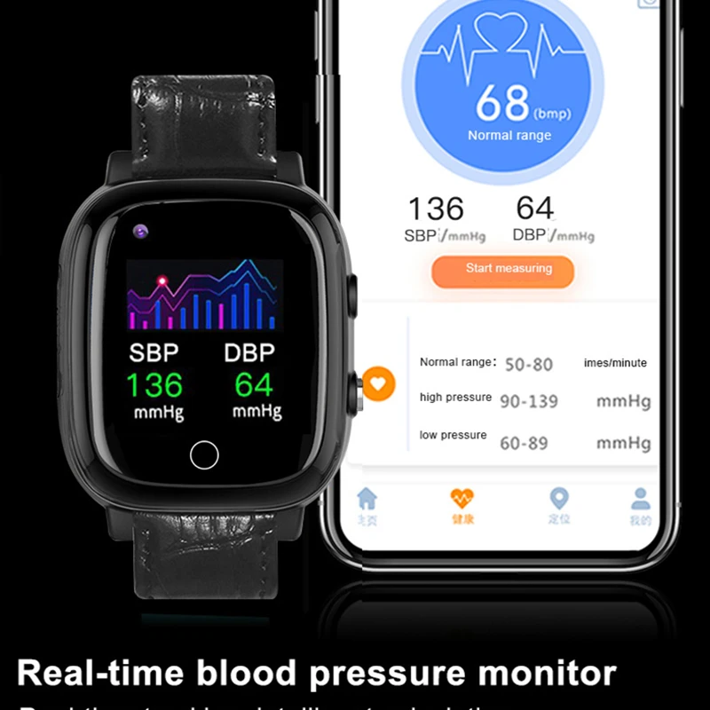 Elderly Tracker Smart Watch Body Temperature HR BP Monitoring