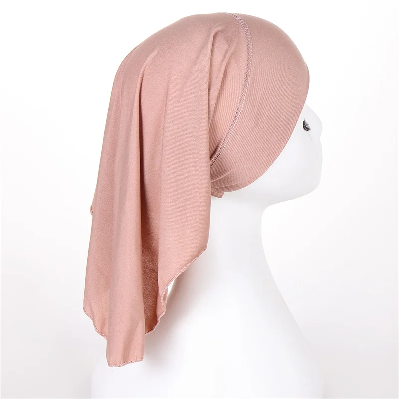 

Fashion Women Turban Solid Colors Headscarf Dubai African Arab Muslim Hats High-quality Caps Hair Accessories