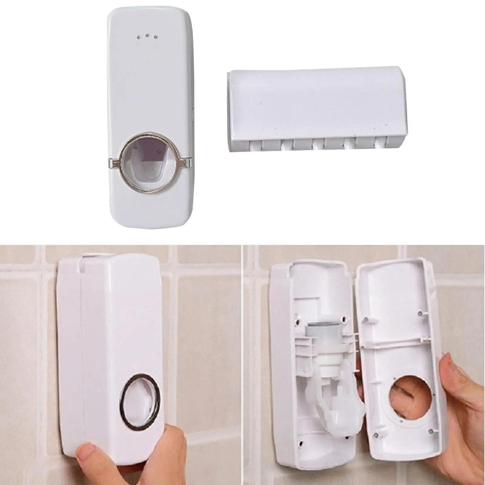 Toothbrush Holder and Toothpaste Dispenser Hands Free for Washroom Bathroom