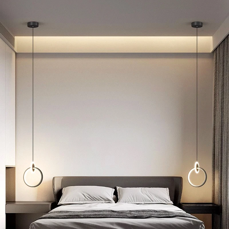 1 PC 현대적인 홈 데코 LED 조명 침실 램프 침대 옆 펜던트 라이트 램프 LED 샹들리에 실내 조명
