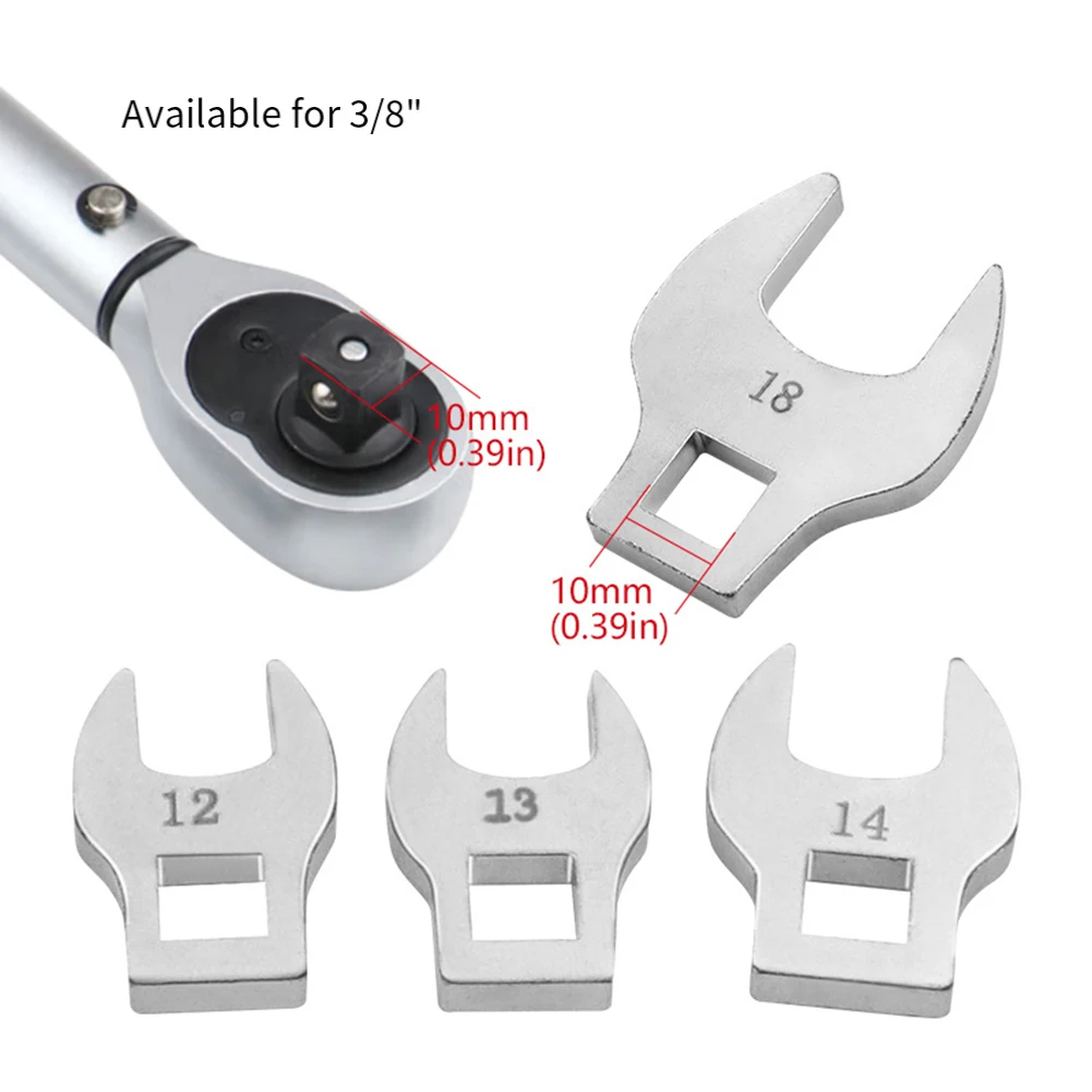 8 Stück 3/8 Zoll Antrieb Hahnenfußschlüssel 10 bis 19 mm metrischer Fuß Schraubenschlüssel mit offenem Ende, metrischer Hardware-Werkzeugschlüssel – Detail 1