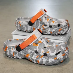 Men's Camouflage Outdoor Clog Sandals - Flat, Plus Size & Versatile Footwear - 45 (Orange)
