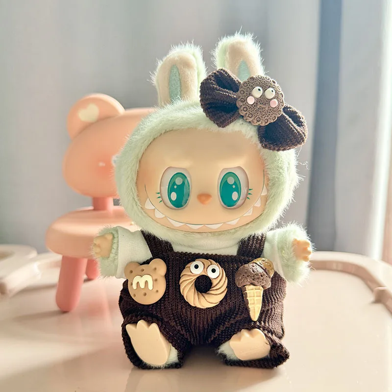 Doll Clothes 17cm labubu clothes outfit Plush doll clothes sweet tube big mouth fish strap pants Macaron Cute Clothing DIY Kid Gift
