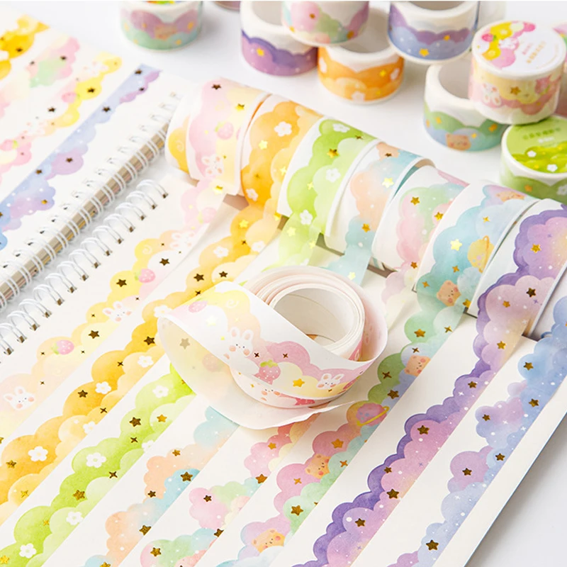 3 m/Rolle niedliche Wolke funkelnde Klebebänder aus Papier, dekoratives Journaling-Klebeband, Scrapbooking, Basteln, Tagebuch, Schreibwaren, Geschenk – Detail 10