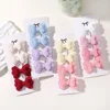 4Pcs/set Candy Colored Hair Clip Set for Girls Double Layered Bow Cute Bangs Hair Pin Cotton Safe Kids Baby Hair Accessories 3