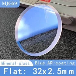 Premium Flat Mineral Watch Crystal with Blue/Red/Clear AR Coating - 32mm x 2.5mm - 32x2.5mm (Blue)