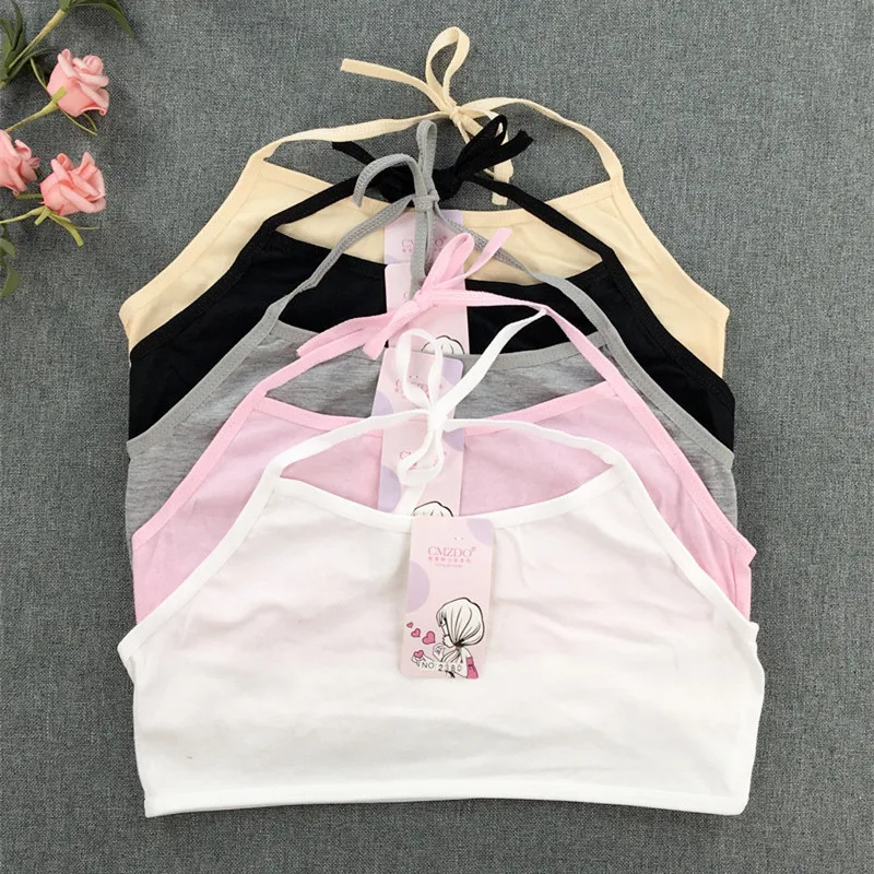 Young Girls Solid Soft Cotton Bra Puberty Teenage Breathable Underwear Sport Training Bras 8-14Years Cute Bra