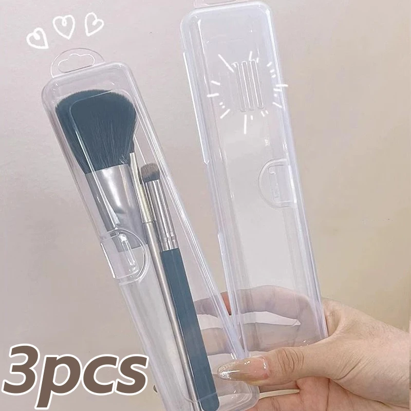 Transparent Plastic Makeup Brush Storage Box with Cover
