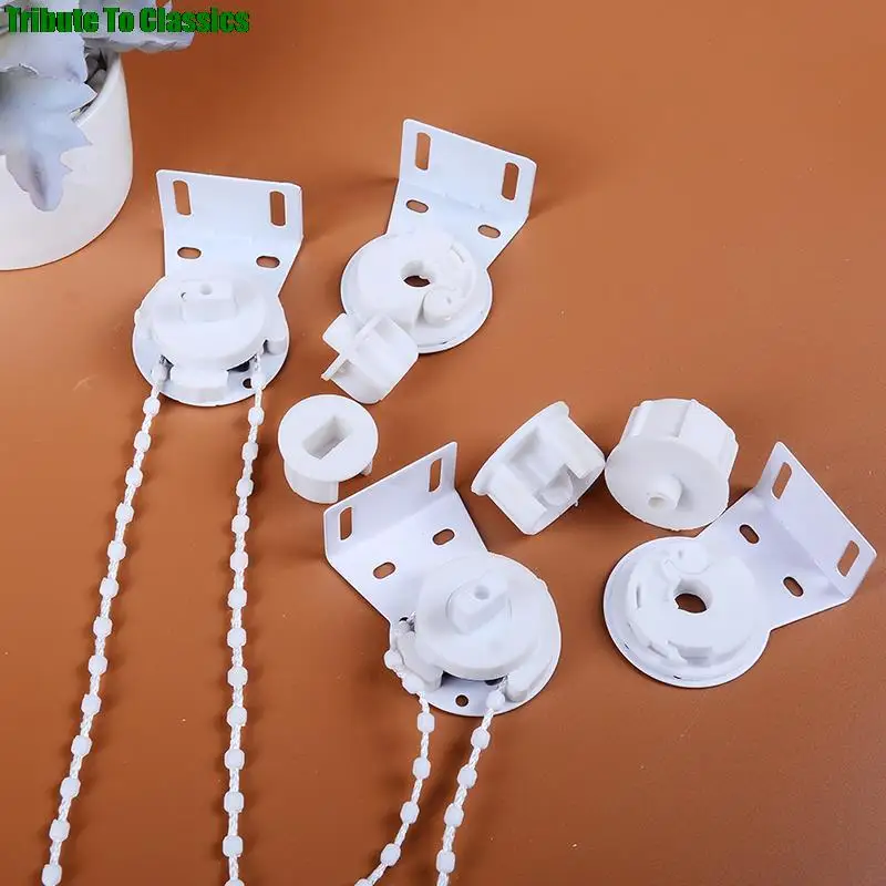 2 Kit di Ricambi per Tende a Rullo, 25mm Set Staffa per Tende a Rullo Finestra, 3 m Accessori per Riparazione e Montaggio di Tende Oscuranti Laterali, Catena di Perline e Doppia