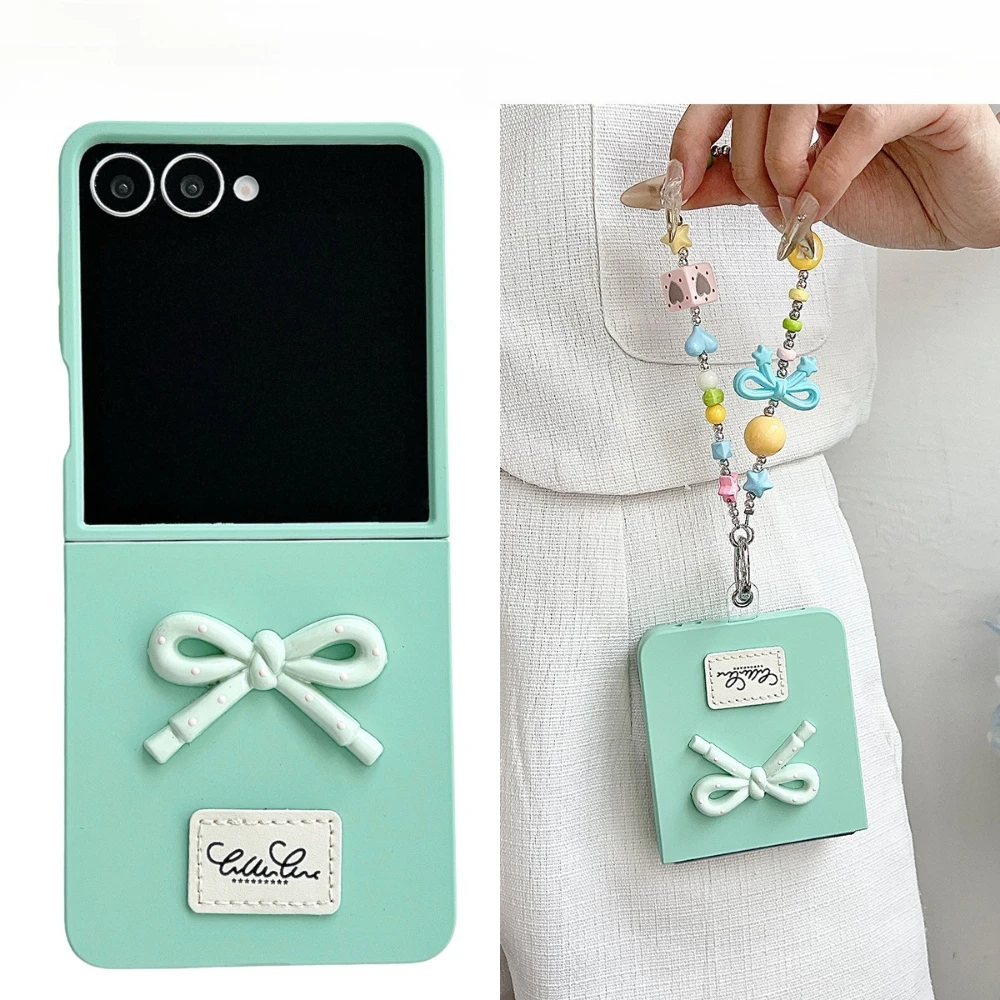 Candy Color Skin Feel Bow Tie Phone Case with Lanyard - Shockproof Protective Back Cover
