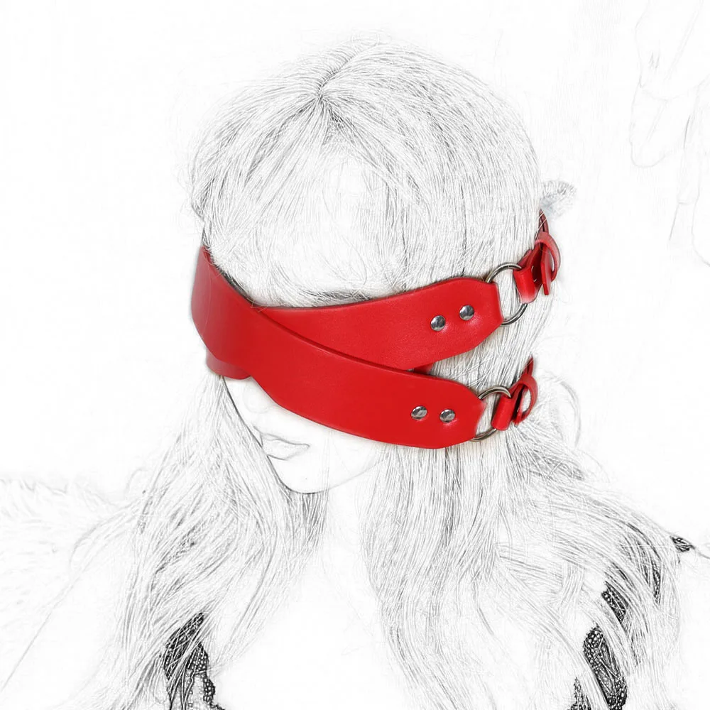 Punk Cross Blindfolds Masks PU Leather Half Face Mask Cosplay Costume Accessory Women's Sexy Masquerade Parties Clothing Bondage Gear SM Products_voghion.com