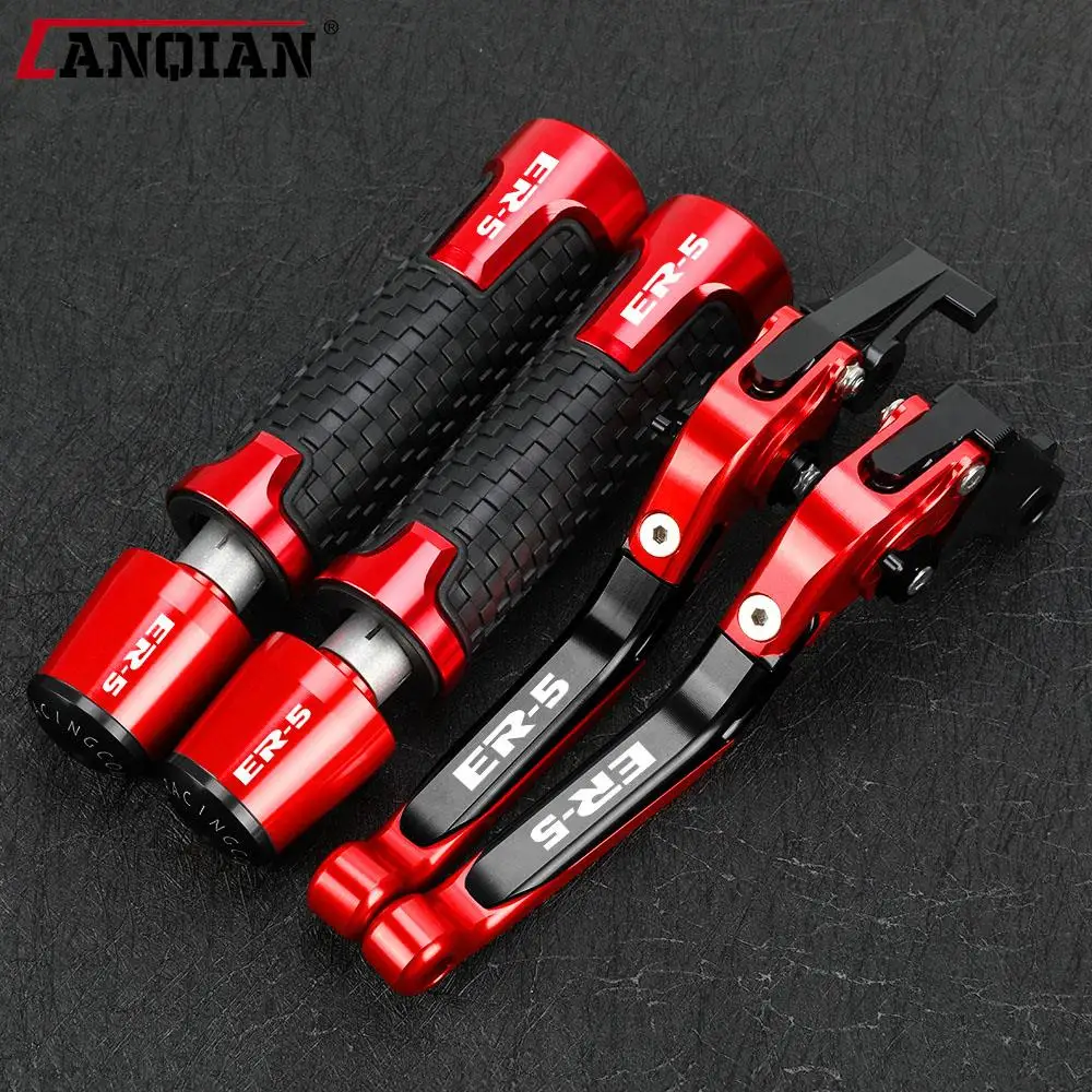 

For KAWASAKI ER5 2004 2005 ER-5 Accessories Motorcycle Adjustable CNC Aluminium Brake Clutch Levers Handlebar Hand Grips ends