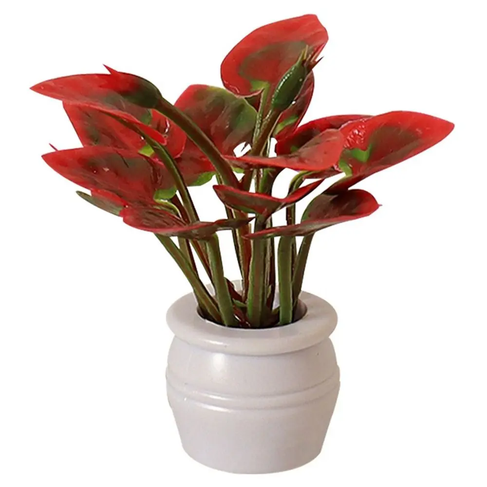Miniature Dollhouse Decorative Green Luo Plant in Vase - Outdoor Floral Accent