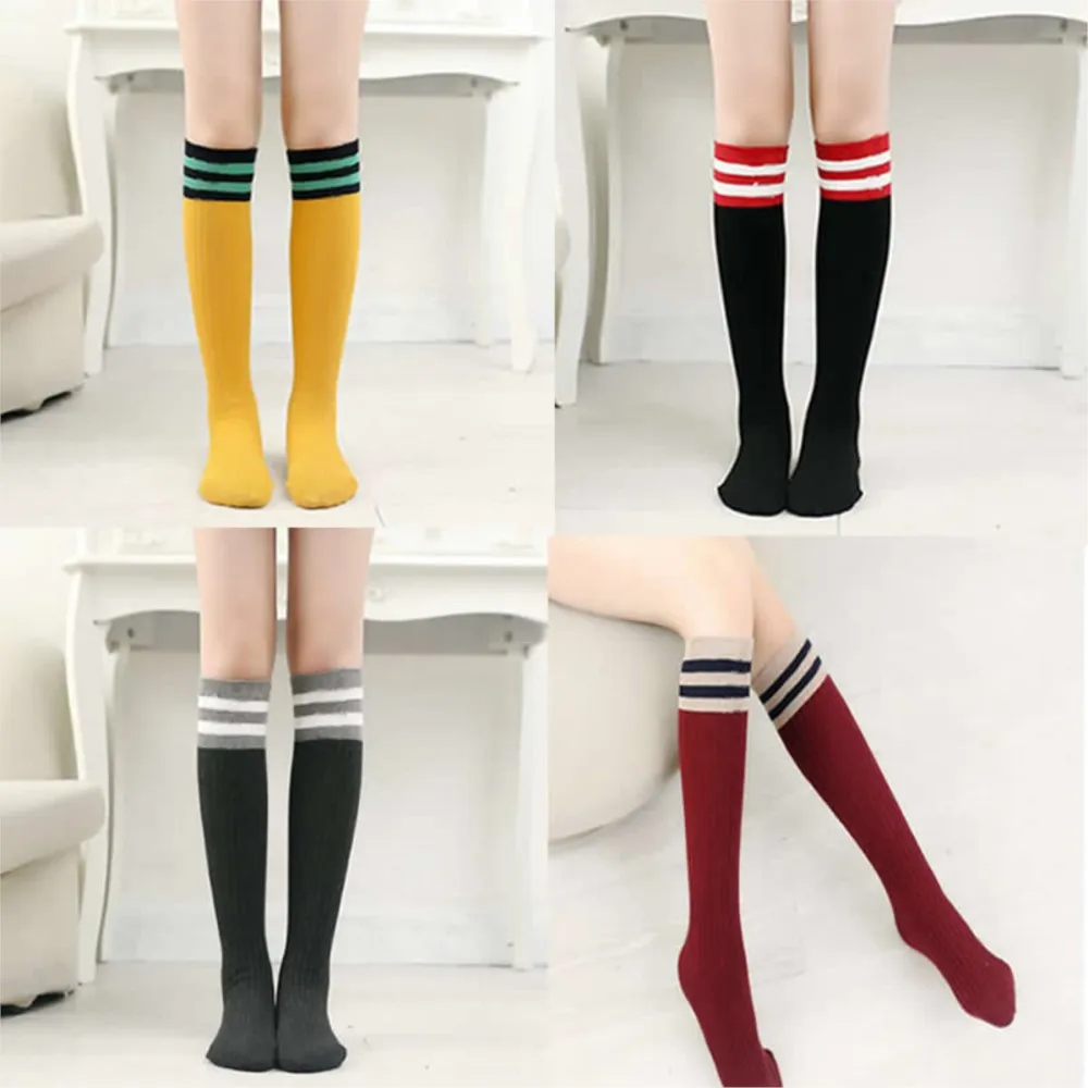 

Parent-child socks knee high big girl cotton heap socks parallel bars stripe child infan two poles for straight knee sock infant