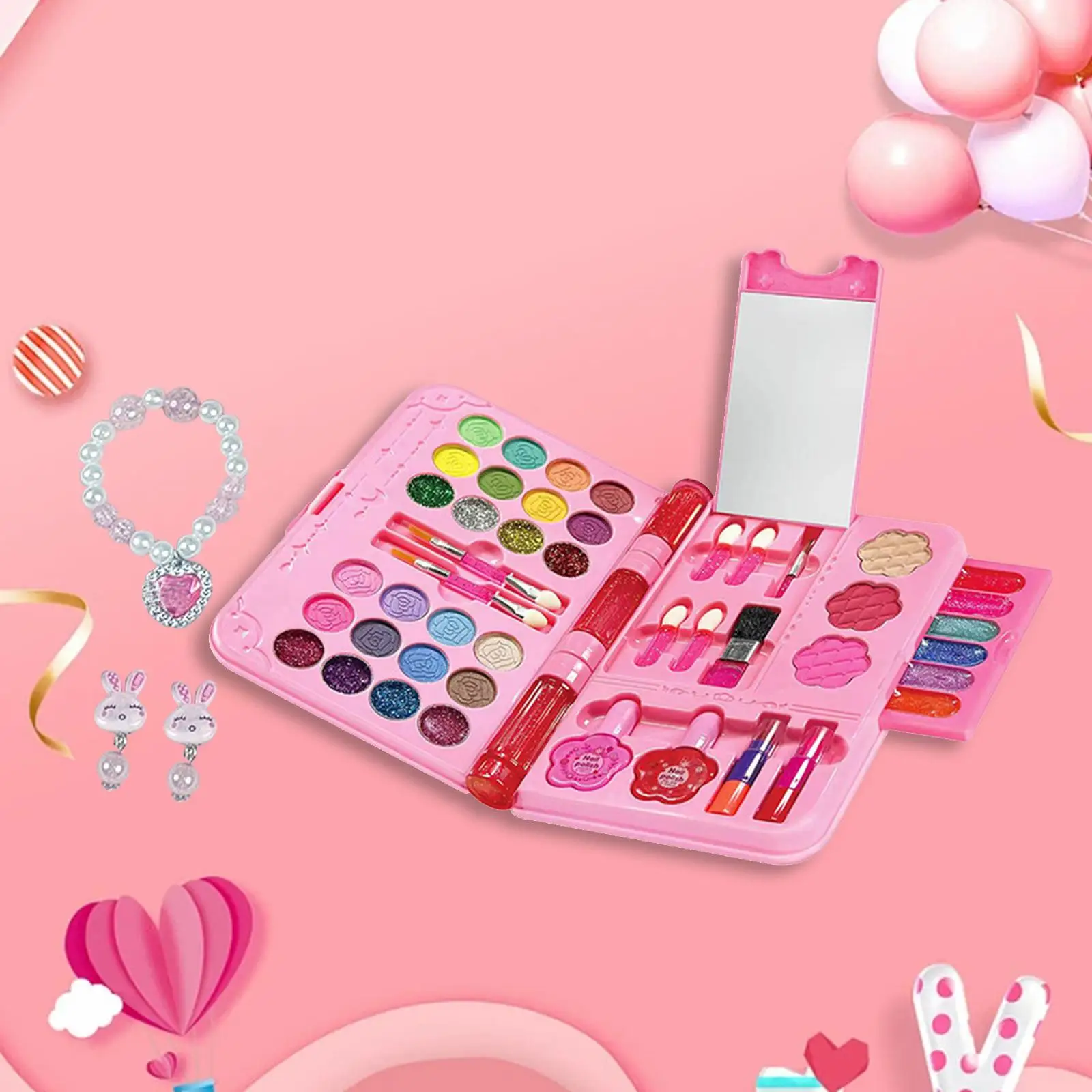 

Cosmetics Makeup Toy Set Dresser Toy Pretend Play Makeup Toy Set Washable Makeup Beauty Box for Kids Toddlers Girls Children