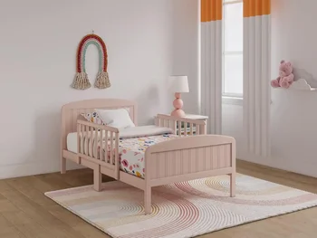 Solid Wood Toddler Bed with Safety Rails 1