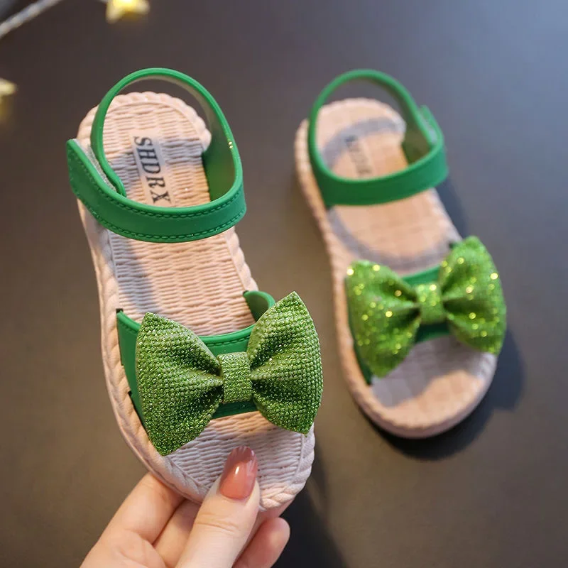 sandalias 2023 Summer's Princess Child Sandals Bow Tie Girls' Shoes Fashion Casual Non Slip Kids Shoes Beach Shoes zapatos niña
