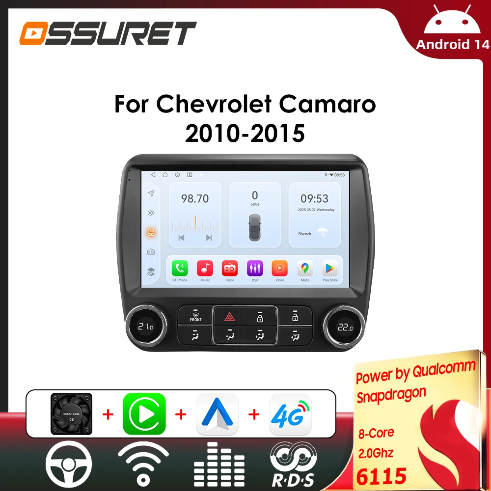 Autoradio Android für Chevrolet Camaro 2010–2015 Carplay Auto-Multimedia-Player Intelligentes Autoradio 2DIN 4G von Snapdragon 6115