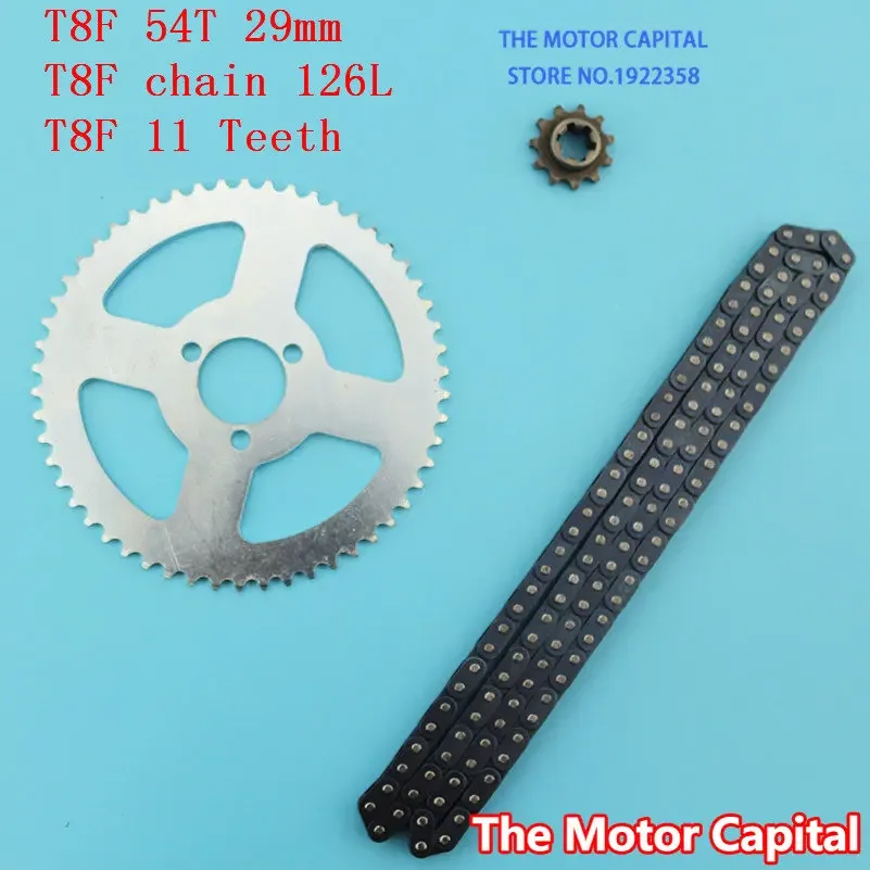 T8F 29mm 54T Gear +11T Rear Sprocket 126j Chain fit mini moto quad atv 2 stroke engine high quality