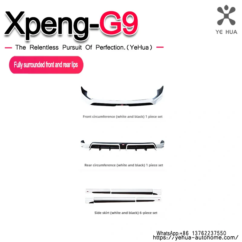 For Xpeng G9 -24 Front Shovel Side Skirt RearLip Modified Spoiler Black ABS Body Kit Car Accessories