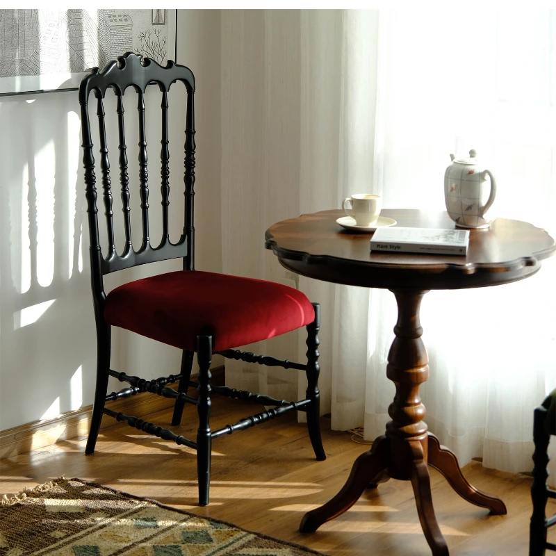 

Wooden Living Room Dining Chairs Velvet Individual Vintage Decorative Dining Chairs Minimalist Sillas Para Comedor Furniture CC