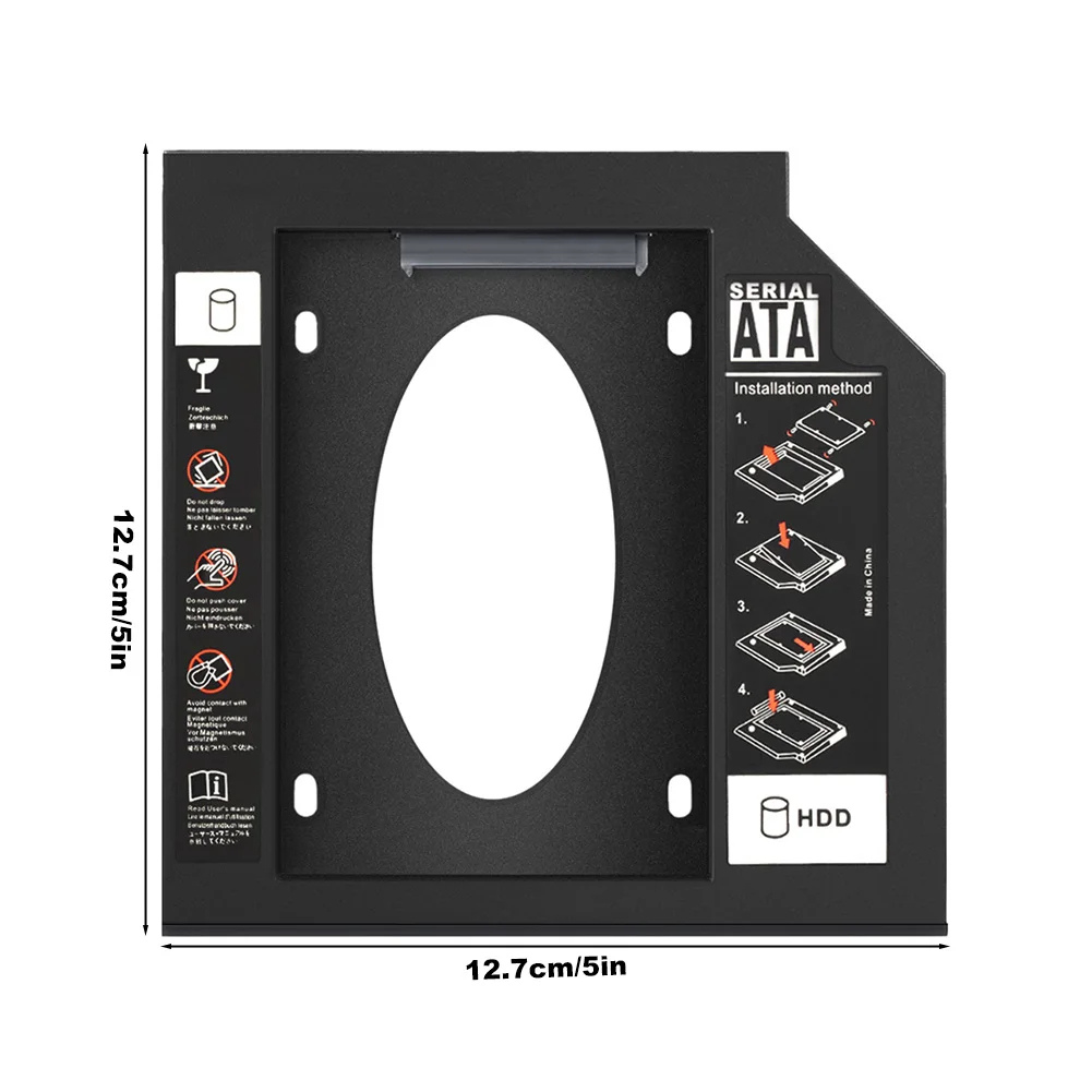 범용 SSD 하드 드라이브 캐디 어댑터 트레이, SATA 3.0, CD/DVD-ROM 광학 베이용, 2 번째 HDD SSD 하드 드라이브 캐디, 9.5mm, 12.7mm