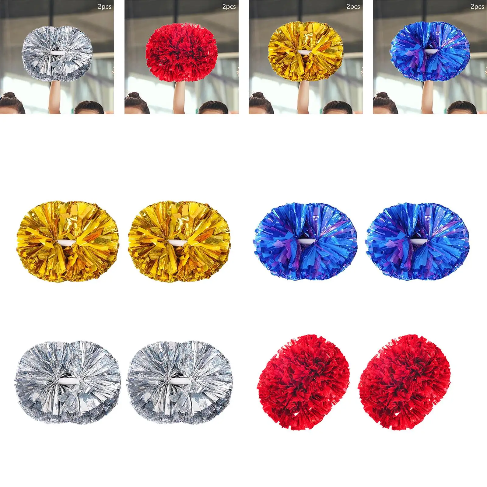 2 Pieces Cheerleading Pom Poms 6 Inches Cheer Poms for Dance Party Ceremony