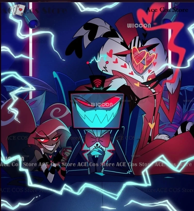 Hasbin Velvette Hotel Cosplay Outfit Costume Wig Earring 3V Vees VVV Halloween Party Demon Carnaval Anime Cosplay Women Clothes 25