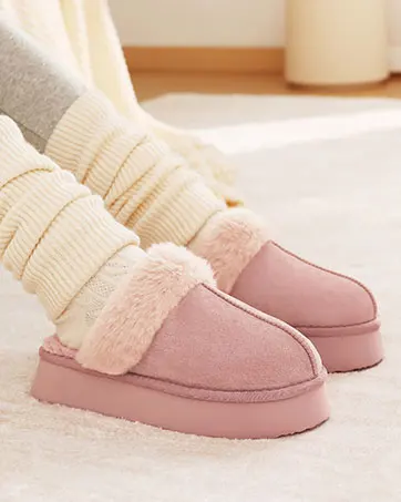 Comwarm Winter Fuzzy Damen-Hausschuhe, Plattform, Freizeit, Innen-Slides, weiche Sohle, bequeme Baumwoll-Slides, flauschige warme Damen-Hausschuhe – Detail 15